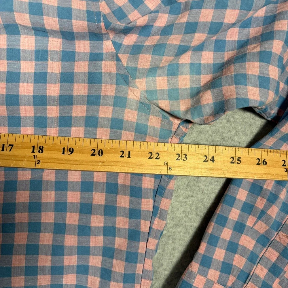 J. Crew Slim Fit Button Down Shirt Mens XL Pink Blue Gingham Plaid Long Sleeve